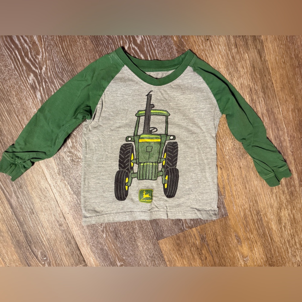 John Deere Green and Gray Long Sleeve Tractor Tee